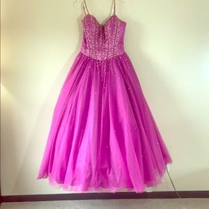 Tiffany Designs fuchsia prom dress